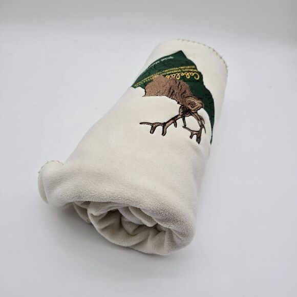 Cabelas Blanket Special Idaho Edition Lemoda Fleece Throw 60 x 50 Elk White - Picture 7 of 10